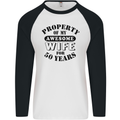 50th Wedding Anniversary 50 Year Funny Wife Mens L/S Baseball T-Shirt White/Black