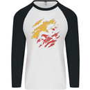 Torn Bhutan Flag Bhutanese Day Football Mens L/S Baseball T-Shirt White/Black