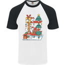 Christmas Cat House Funny Winter Xmas Mens S/S Baseball T-Shirt White/Black