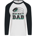 Ice Hockey Dad Fathers Day Mens L/S Baseball T-Shirt White/Black