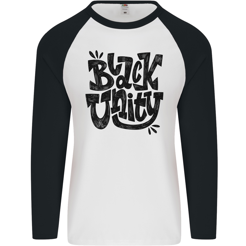 Black Unity Black Lives Matter Juneteenth Mens L/S Baseball T-Shirt White/Black