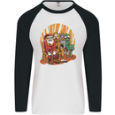 Christmas Santa Claus Bigfoot Unicorn Alien Mens L/S Baseball T-Shirt White/Black