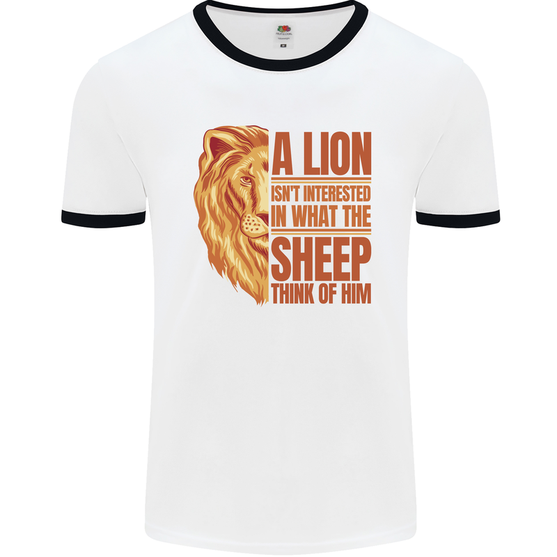 Christianity Lion Quote Religion Christian Mens Ringer T-Shirt White/Black