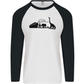 Noahs Ark Dinosaurs T-Rex Atheist Atheism Mens L/S Baseball T-Shirt White/Black