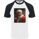 Black Santa's Got Soul Christmas Xmas Mens S/S Baseball T-Shirt White/Black