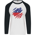 Torn Samoa Flag Samoan Day Football Mens L/S Baseball T-Shirt White/Black