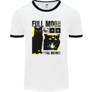 Full Moon Feral Instinct Black Cat Halloween Mens Ringer T-Shirt White/Black