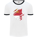 Torn Flag Sark Mens Ringer T-Shirt White/Black