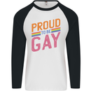 LGBT Pride Awareness Proud To Be Gay Mens L/S Baseball T-Shirt White/Black