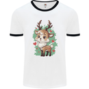 Christmas Cute Reindeer Xmas Mens Ringer T-Shirt White/Black