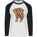 Steampunk Elephant Mens L/S Baseball T-Shirt White/Black