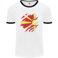 Torn Macedonia Flag Macedonian Day Football Mens Ringer T-Shirt White/Black