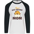 Mother's Day Easter Most Egg-cellent Mom Mens L/S Baseball T-Shirt White/Black