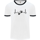 Lizard ECG Gekko Pulse Bearded Dragon Mens Ringer T-Shirt White/Black