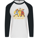 Santa vs Jesus Funny Christmas Xmas Mens L/S Baseball T-Shirt White/Black