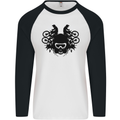 Motocross Face Mens L/S Baseball T-Shirt White/Black