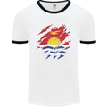 Torn Kiribati Flag Day Football Mens Ringer T-Shirt White/Black