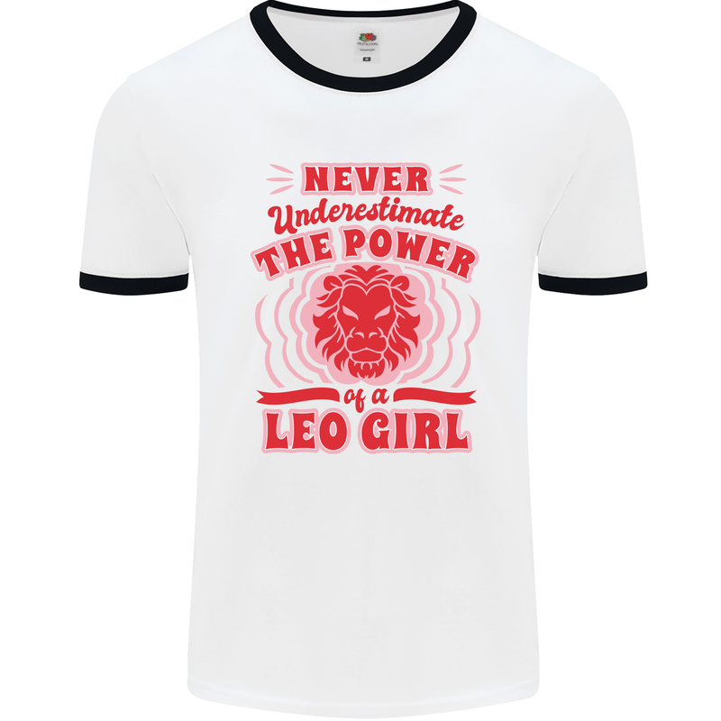 Power of Leo Girl Star Sign Zodiac Horoscope Mens Ringer T-Shirt White/Black