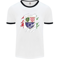 Torn Bosnia and Herzegovina Flag Day Football Mens Ringer T-Shirt White/Black