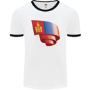 Curled Mongolia Flag Mongolian Day Football Mens Ringer T-Shirt White/Black