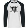 Pirate & Swords Skull Captain Jolly Roger Mens L/S Baseball T-Shirt White/Black