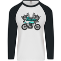 Cafe Racer Biker Motorcycle Motorbike Mens L/S Baseball T-Shirt White/Black