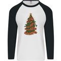 Funny Christmas Pizza Tree Xmas Food Mens L/S Baseball T-Shirt White/Black