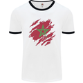 Torn Morocco Flag Moroccan Day Football Mens Ringer T-Shirt White/Black