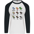 Funny Cat Superheroes Mens L/S Baseball T-Shirt White/Black