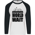 Mountain World Wait Hiking Trekking Walking Mens L/S Baseball T-Shirt White/Black