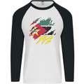 Torn Mozambique Flag Mozambican Day Football Mens L/S Baseball T-Shirt White/Black