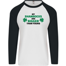 My Shamrocks Funny St. Patrick's Day Boobs Mens L/S Baseball T-Shirt White/Black