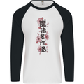 Japanese Flowers Quote Japan Mens L/S Baseball T-Shirt White/Black
