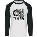 My Therapy Motorcycle Motorbike Biker Mens L/S Baseball T-Shirt White/Black