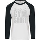 Gym Training Top Bodybuilding Weightlifting Mens L/S Baseball T-Shirt White/Black