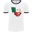 Curled Mexico Flag Mexican Day Football Mens Ringer T-Shirt White/Black