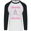 Funny Christmas Unicorn Mens L/S Baseball T-Shirt White/Black