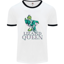 Lizard Queen Chameleon Bearded Dragon Mens Ringer T-Shirt White/Black