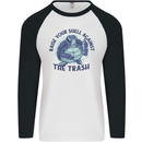 Offensive Turtle Climate Change Environment Mens L/S Baseball T-Shirt White/Black