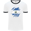 Torn Salvador Flag Salvadoran Day Football Mens Ringer T-Shirt White/Black