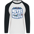 Never Forget Your Roots African Black Lives Matter Mens L/S Baseball T-Shirt White/Black