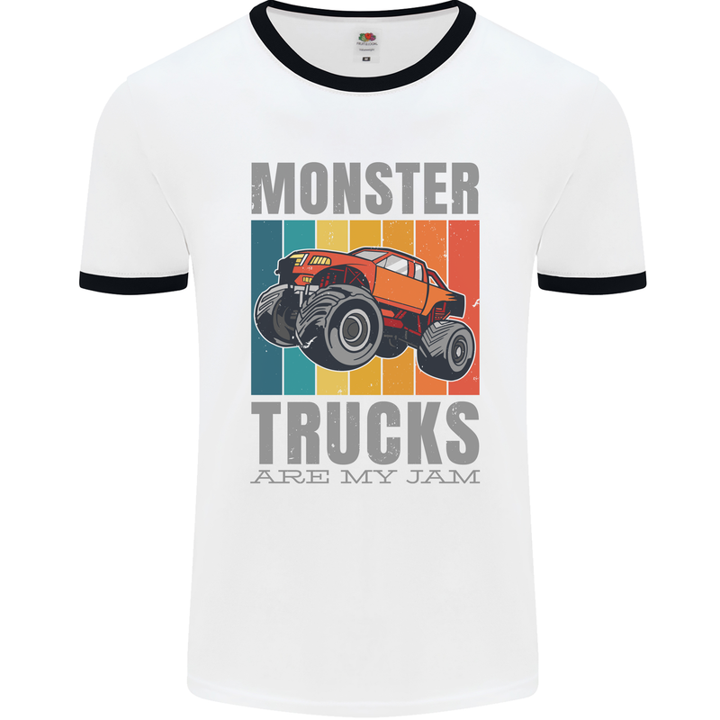 Monster Trucks are My Jam Mens Ringer T-Shirt White/Black