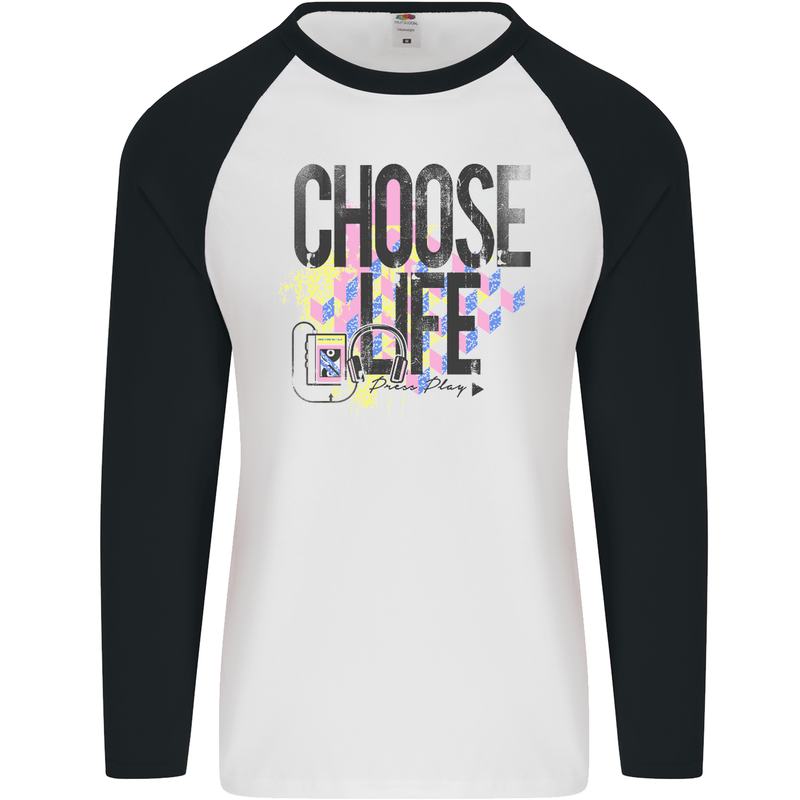 Choose Life Mens L/S Baseball T-Shirt White/Black