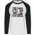 Blacksmith the Forge is Strong With This One Mens L/S Baseball T-Shirt White/Black