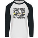 Blacksmith the Forge is Strong With This One Mens L/S Baseball T-Shirt White/Black
