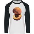 Mars Peach Space Planets Cosmos Mens L/S Baseball T-Shirt White/Black