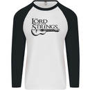 Lord of the Strings Guitarist Guitar Mens L/S Baseball T-Shirt White/Black