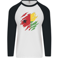 Torn Guinea-Bissau Flag Day Football Mens L/S Baseball T-Shirt White/Black
