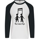 Music Connects Funny Valentines Day Mens L/S Baseball T-Shirt White/Black