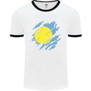 Torn Palau Flag Palauan Day Football Mens Ringer T-Shirt White/Black